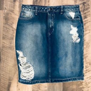 Distressed Jean Skirt